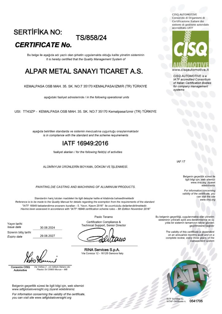 IATF-16949 Alpar Metal